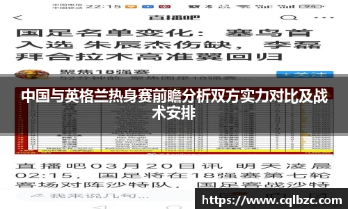 中国与英格兰热身赛前瞻分析双方实力对比及战术安排